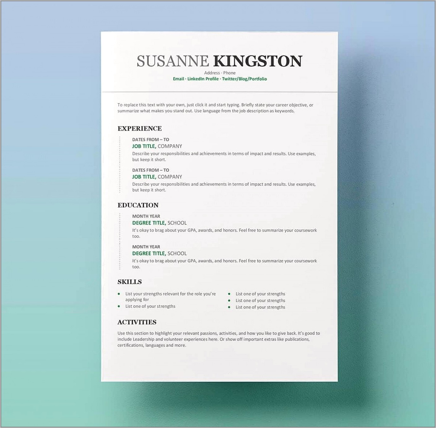 Download Free Resume Templates For Word 2003