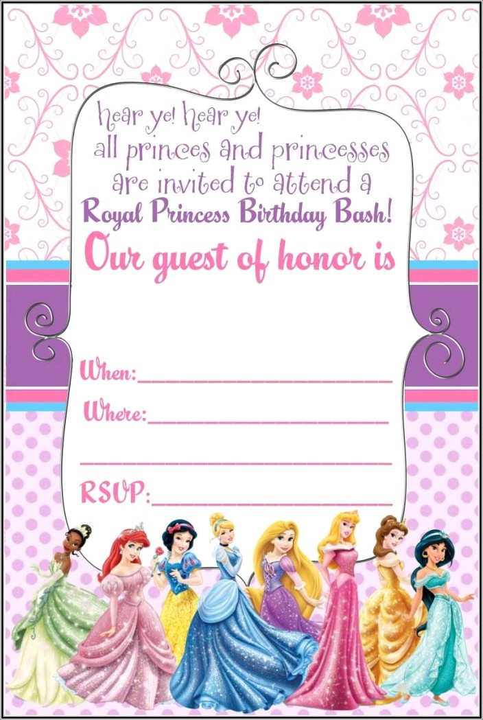 Downloadable Disney Princess Invitation Template