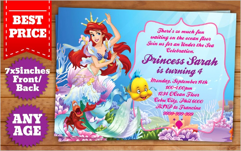 Downloadable Little Mermaid Invitation Template
