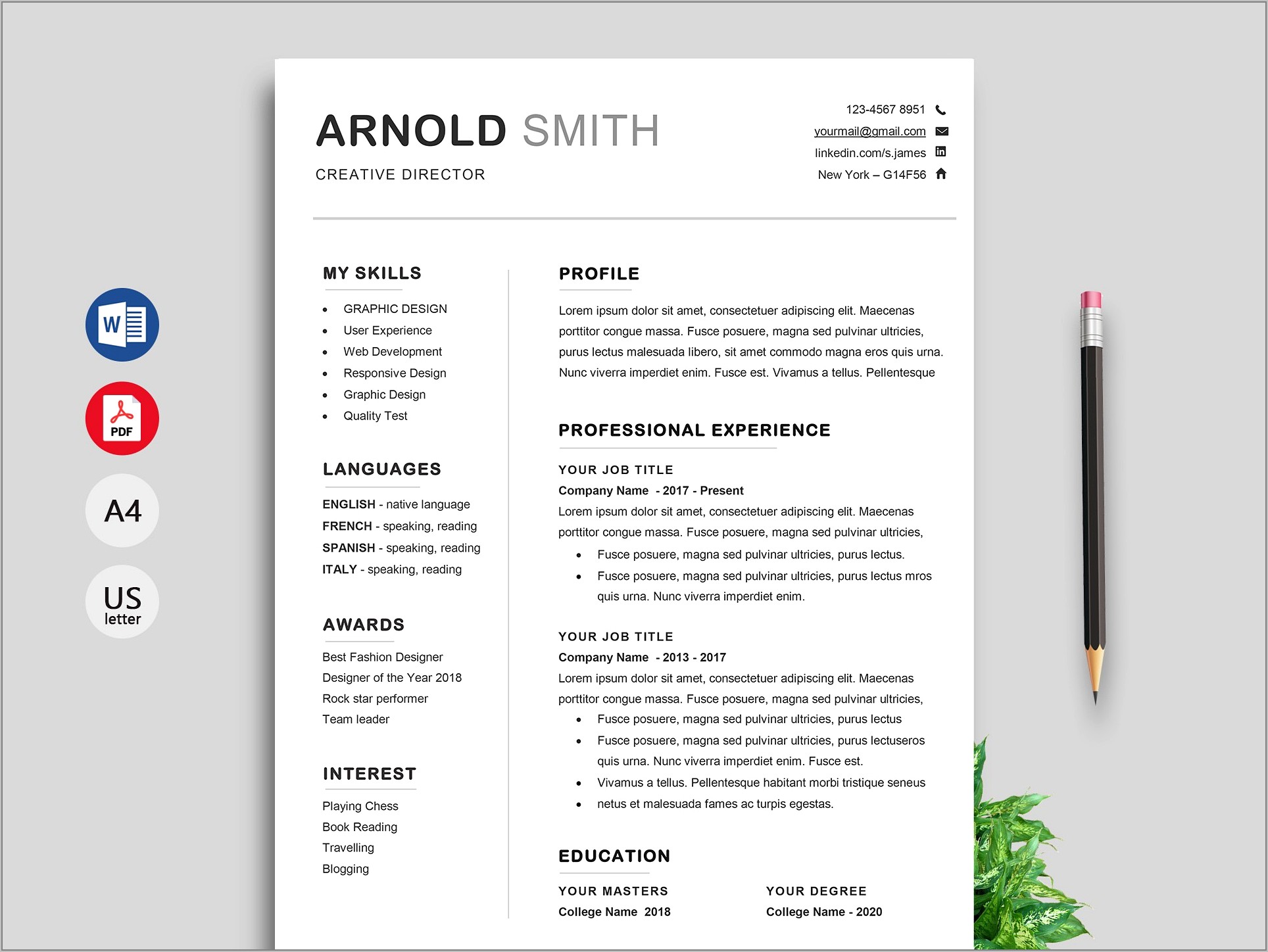 Downloadable Modern Resume Templates For Word
