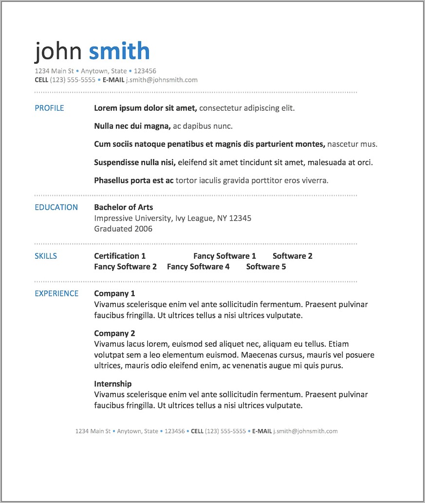 Downloadable Resume Templates For Microsoft Word