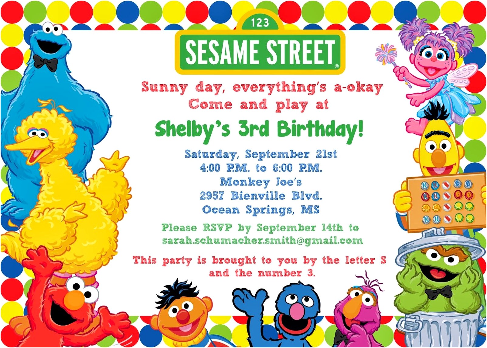 Downloadable Sesame Street Invitation Template