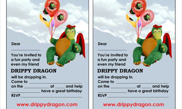 Dragon Birthday Invitations Free