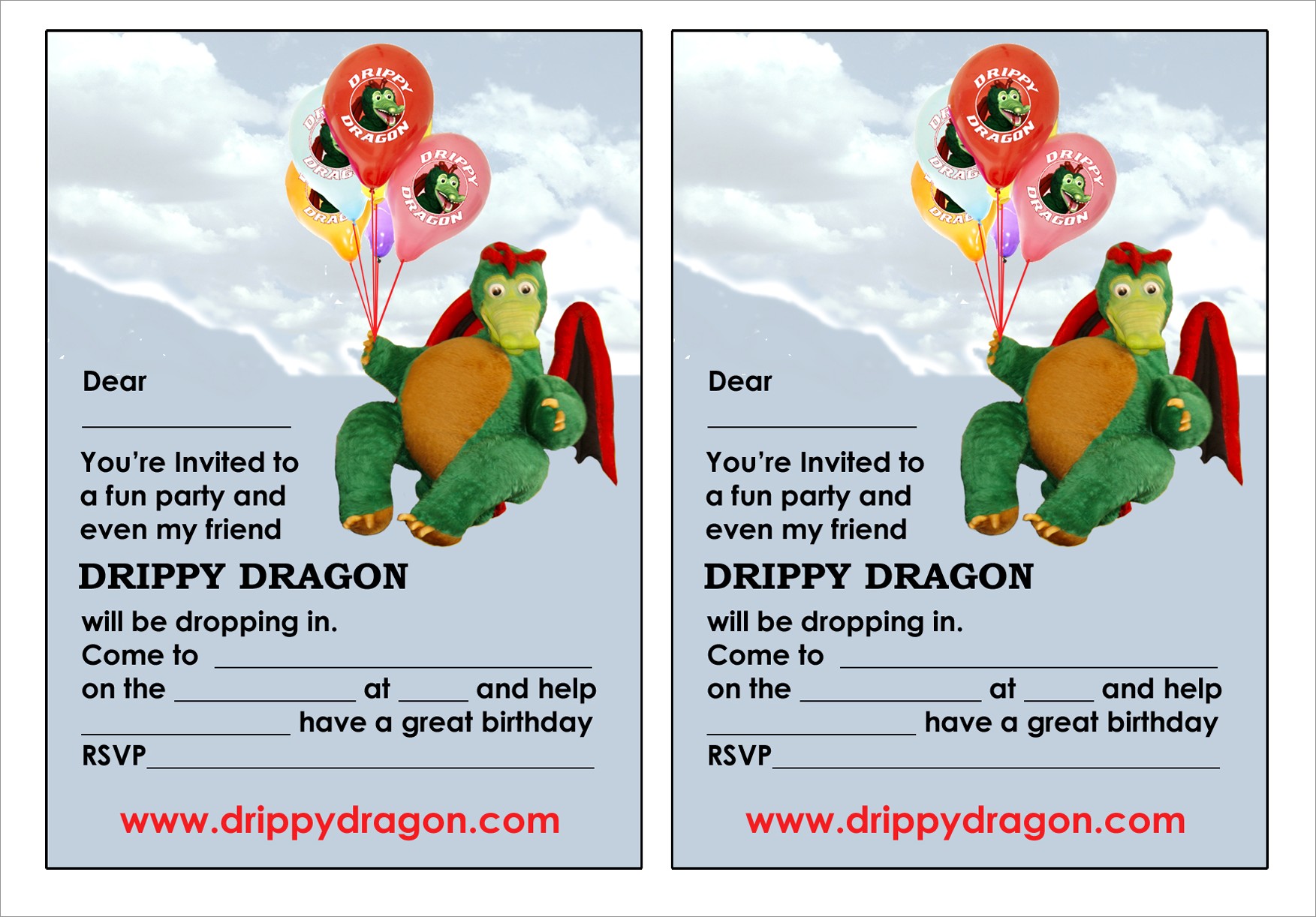 Dragon Birthday Invitations Free