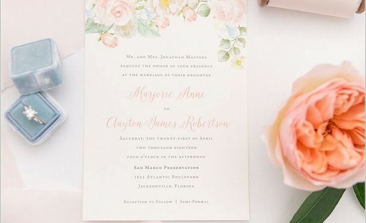 Dusty Blue And Peach Wedding Invitations