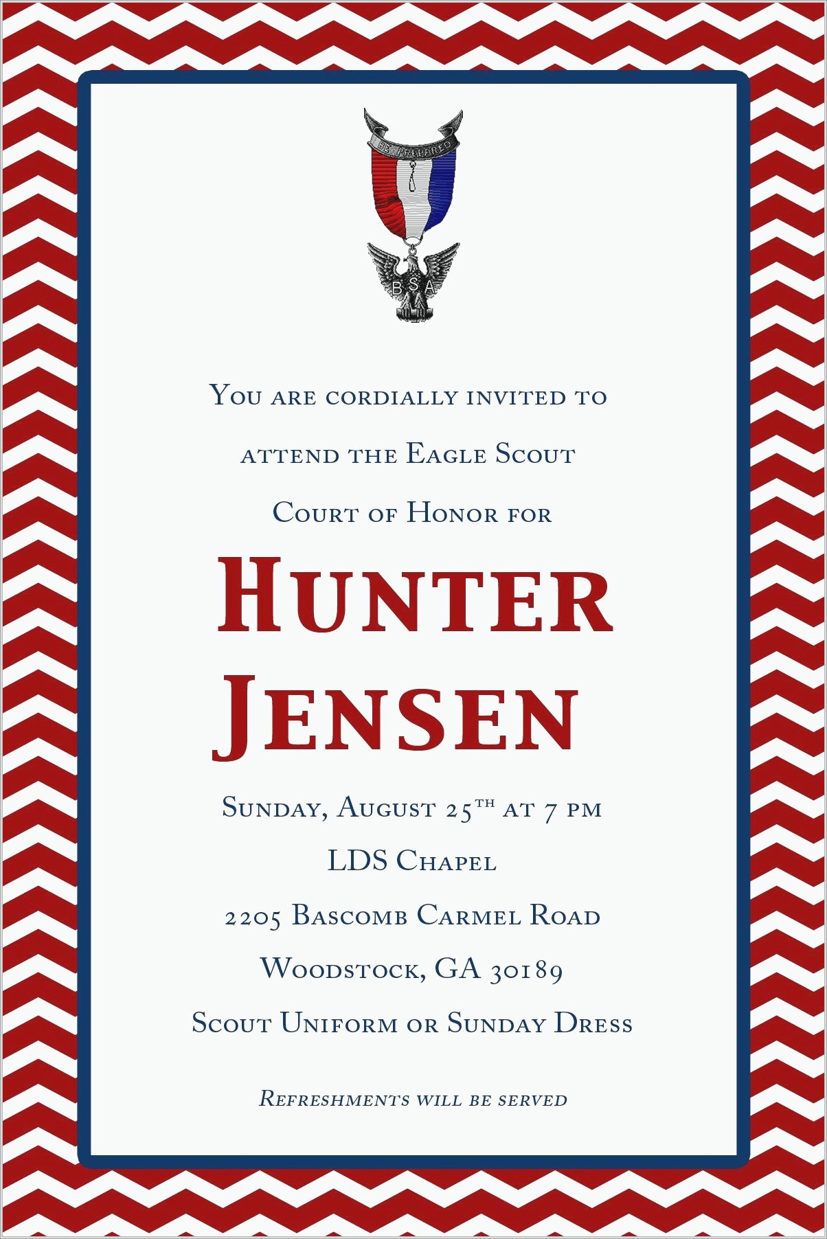 Eagle Court Of Honor Invitations Template