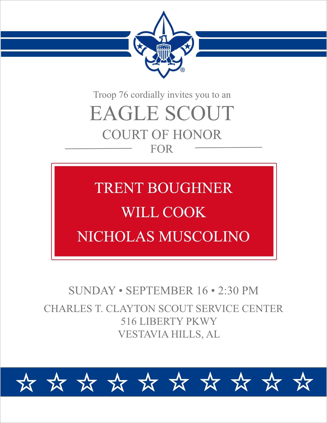 Eagle Scout Court Of Honor Invitations Template