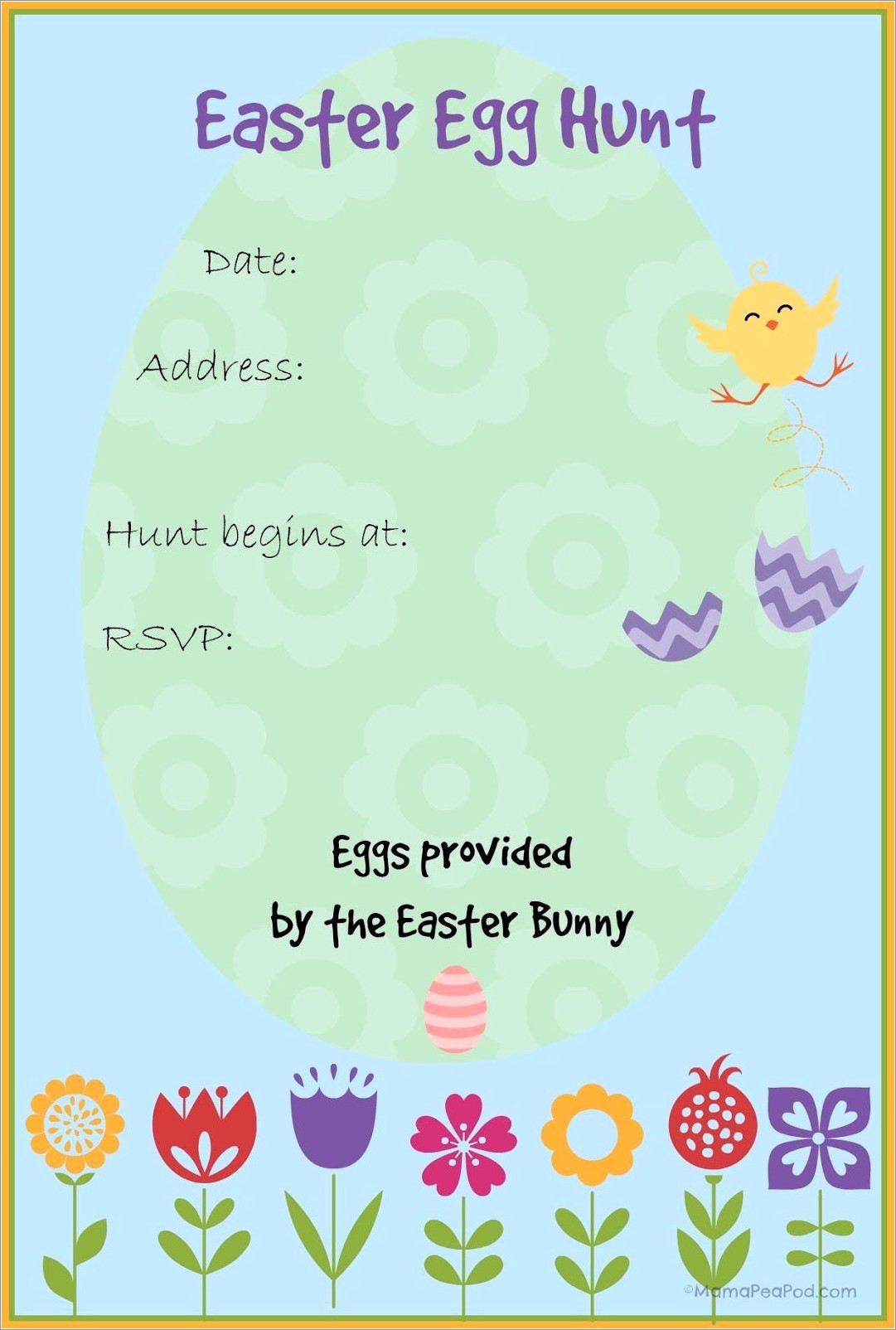 Easter Egg Hunt Invitations Free Printable