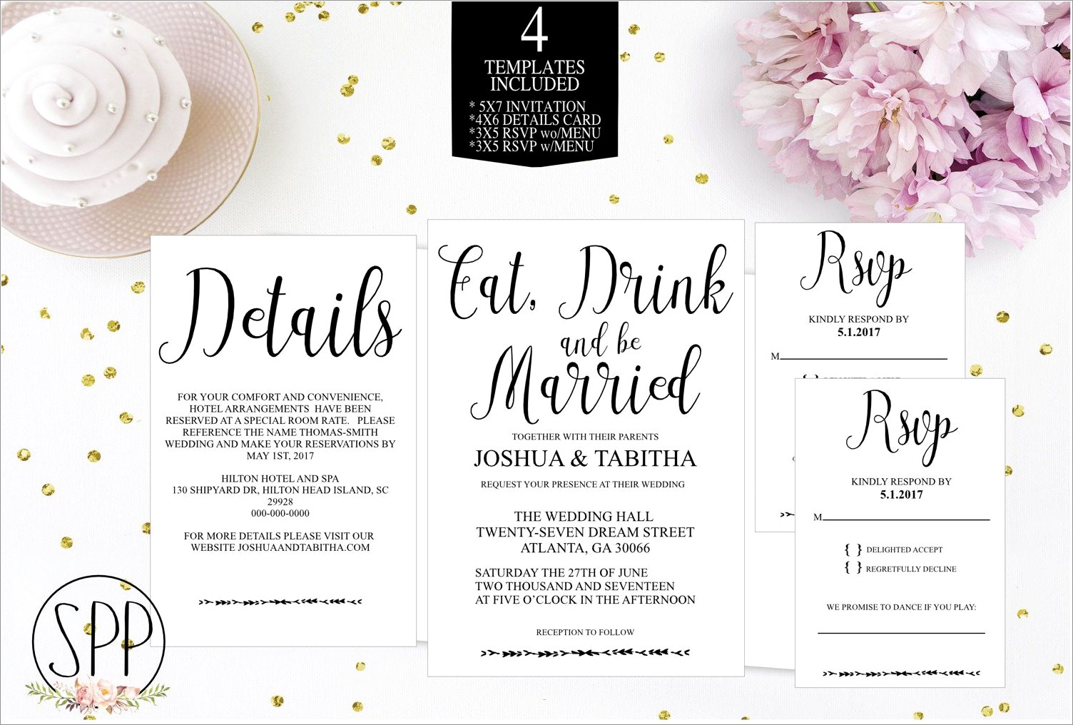 Eat Drink And Be Married Invitation Template