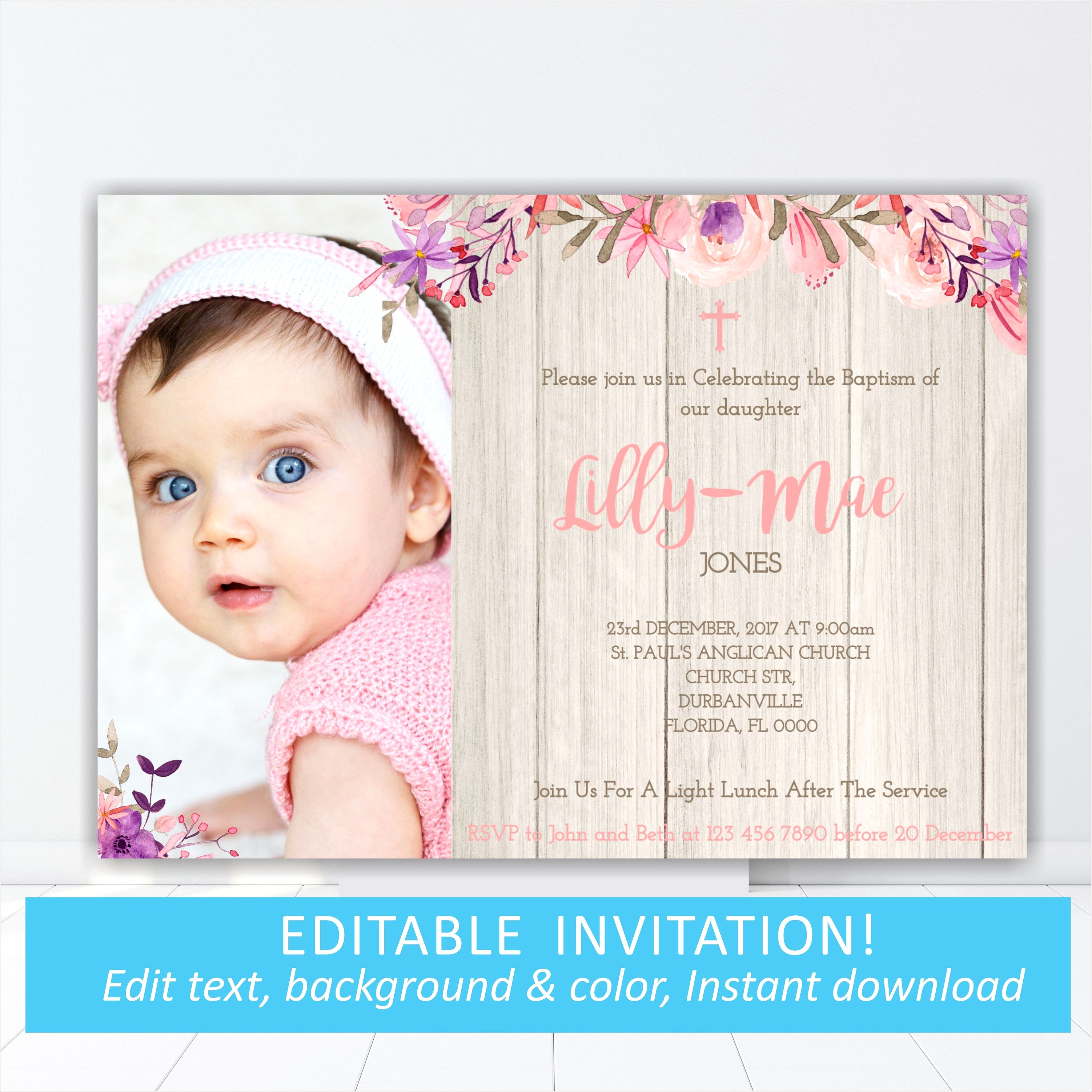 Editable Baptism Invitation For Baby Boy