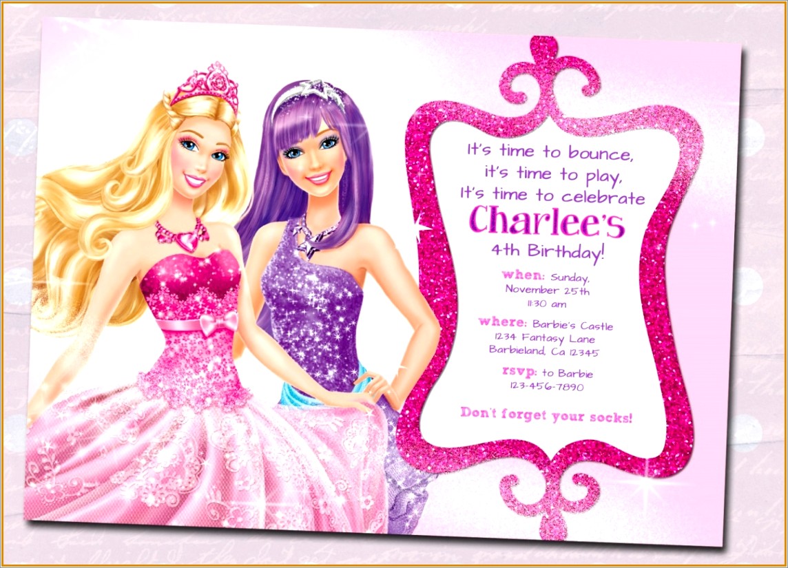 Editable Barbie Birthday Invitations Templates Free