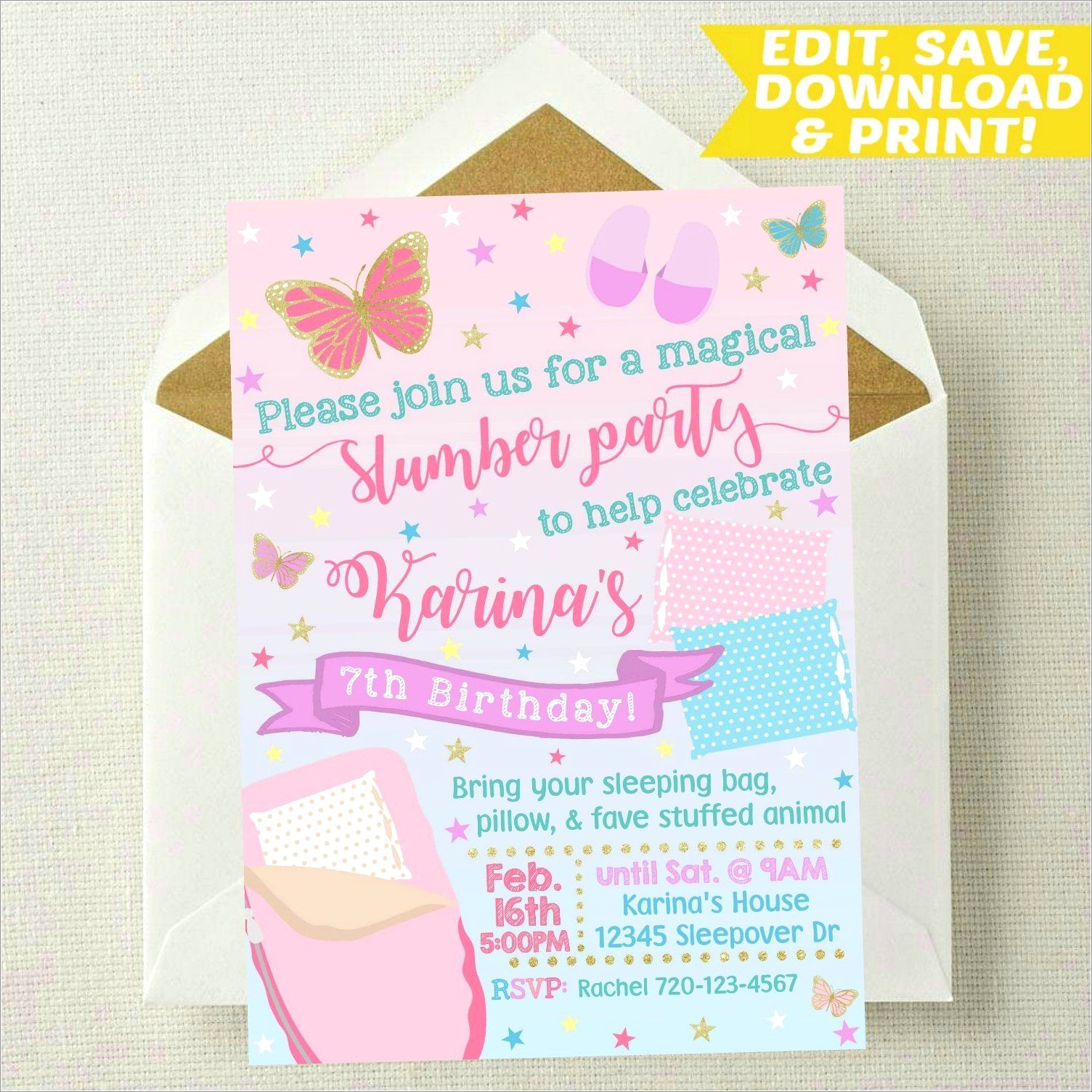 Editable Butterfly Invitation Template