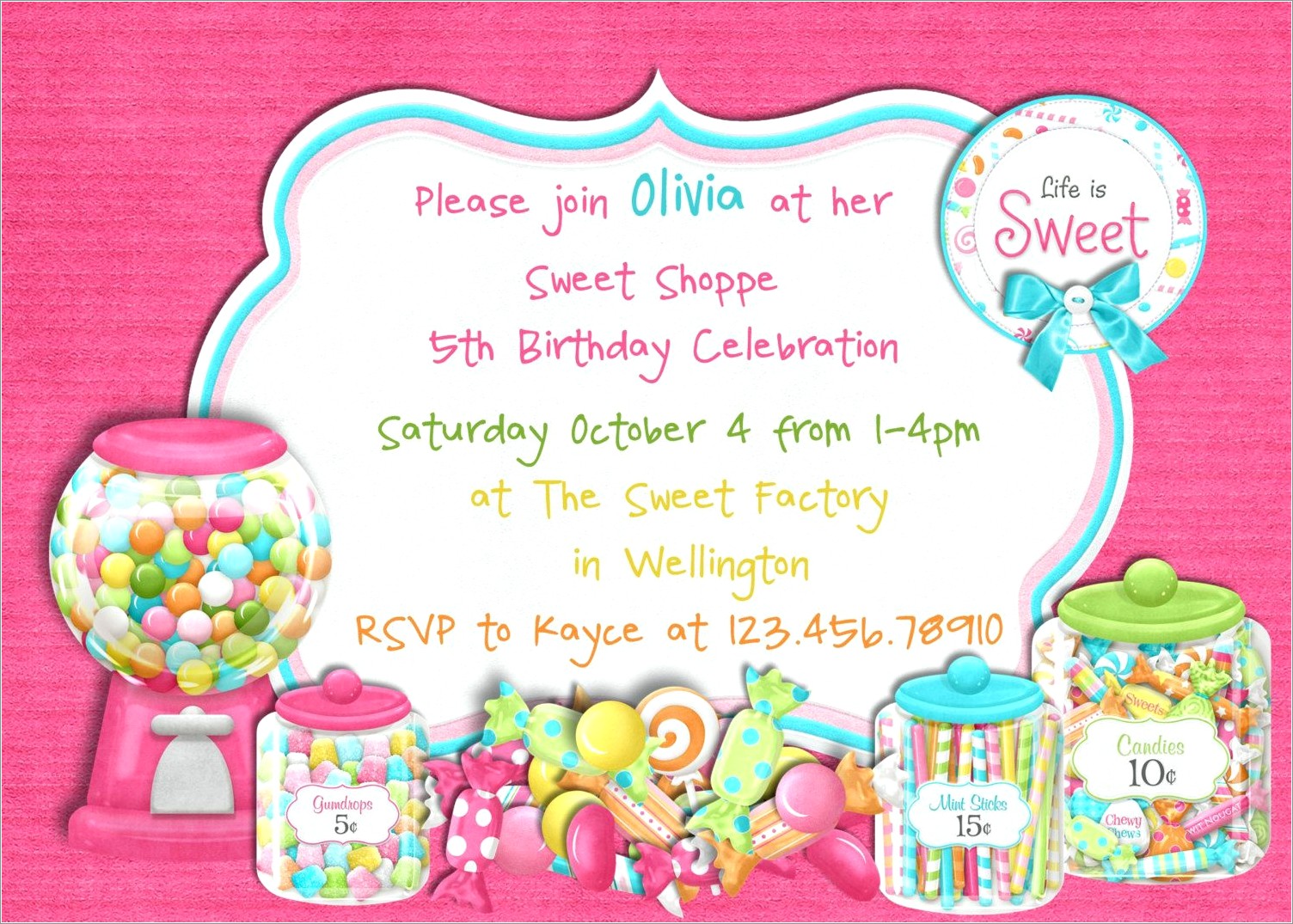 Editable Candyland Invitation Free Template