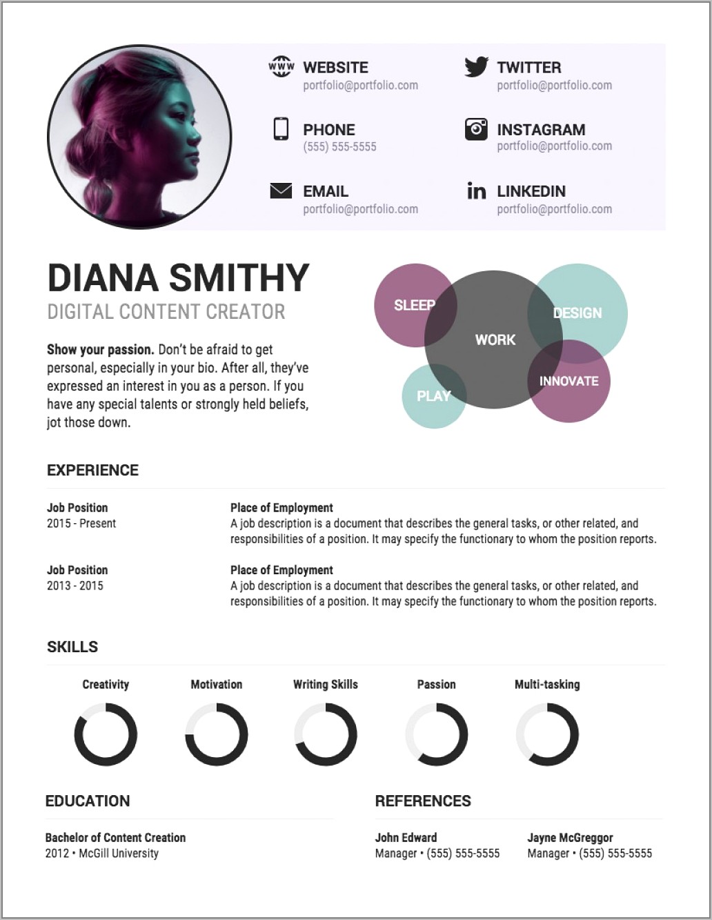 Editable Infographic Resume Template Free Download