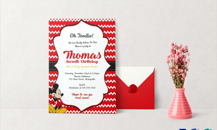 Editable Mickey Mouse Birthday Invitation Template