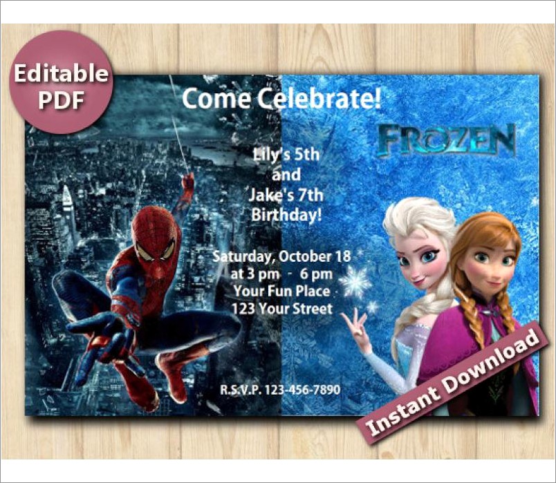Editable Spiderman Invitation Template