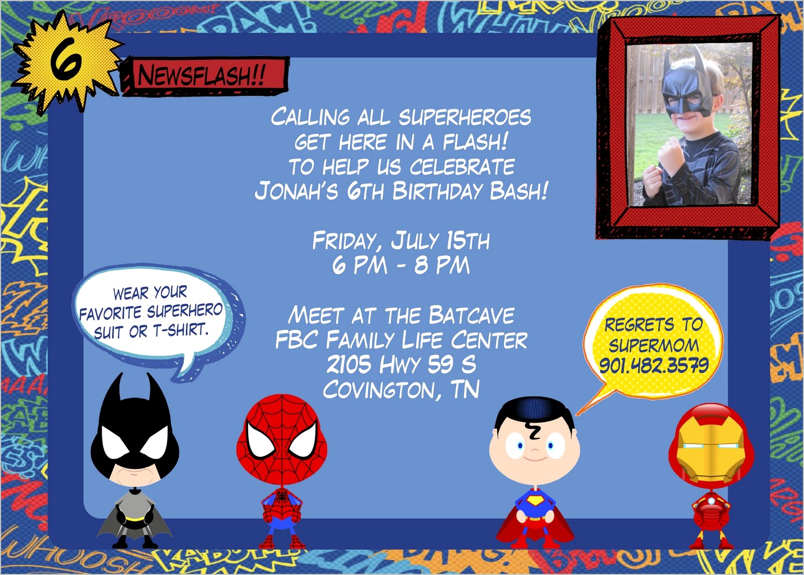 Editable Superhero Invitation Template Free