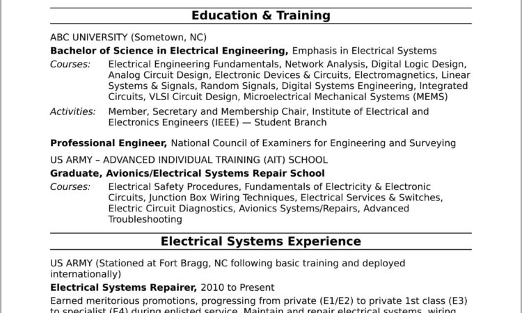 Electrical Engineer Resume Format Doc