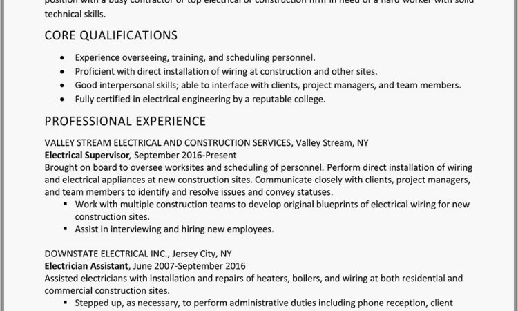 Electrical Engineer Resume Template Doc