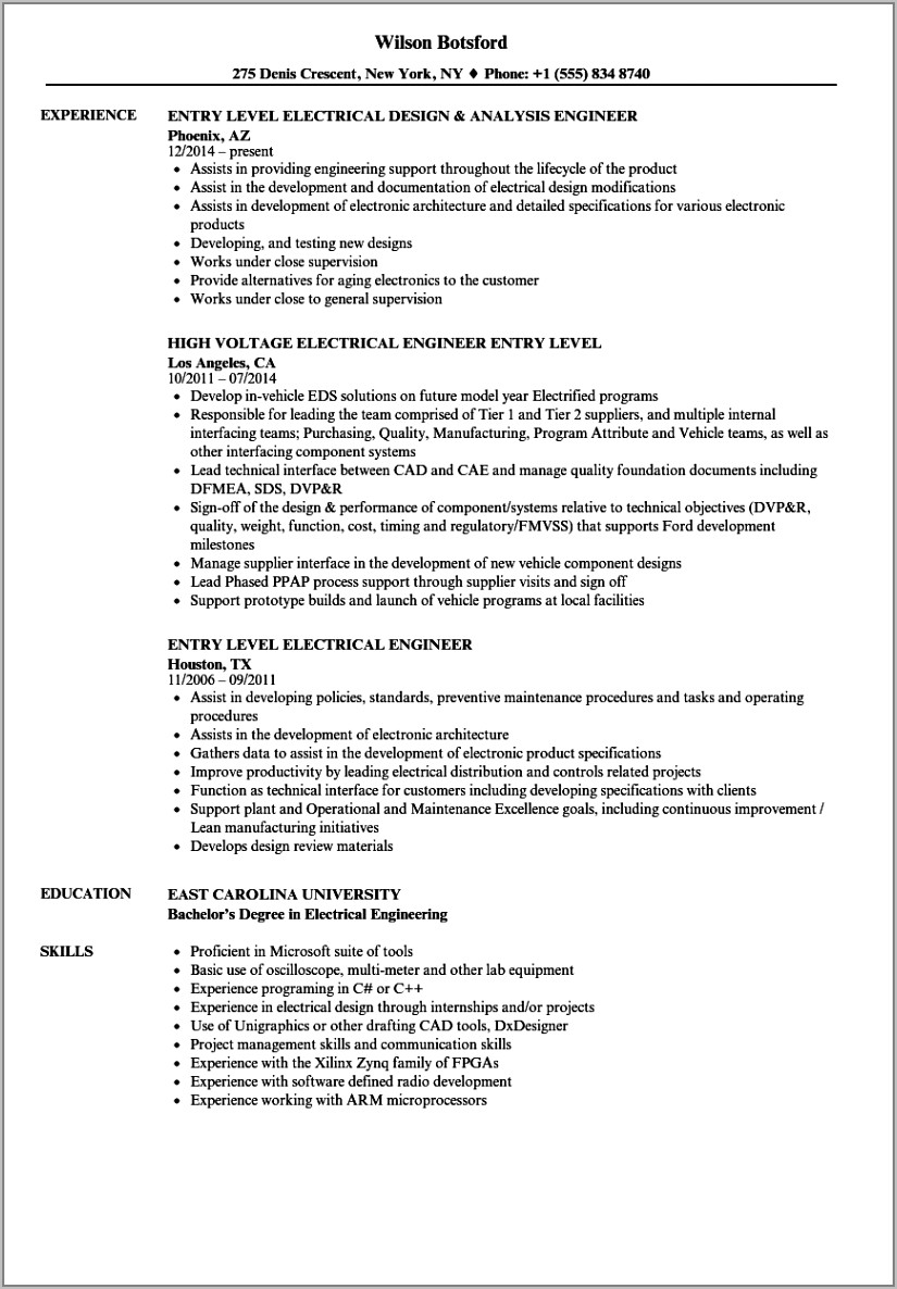 Electrical Engineer Resume Templates