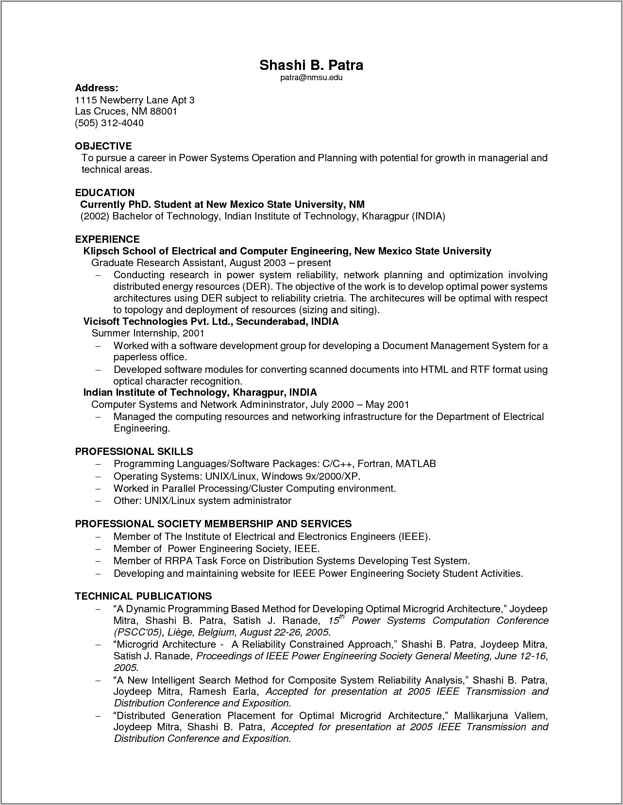 Electrical Engineering Resume Samples Entry Level