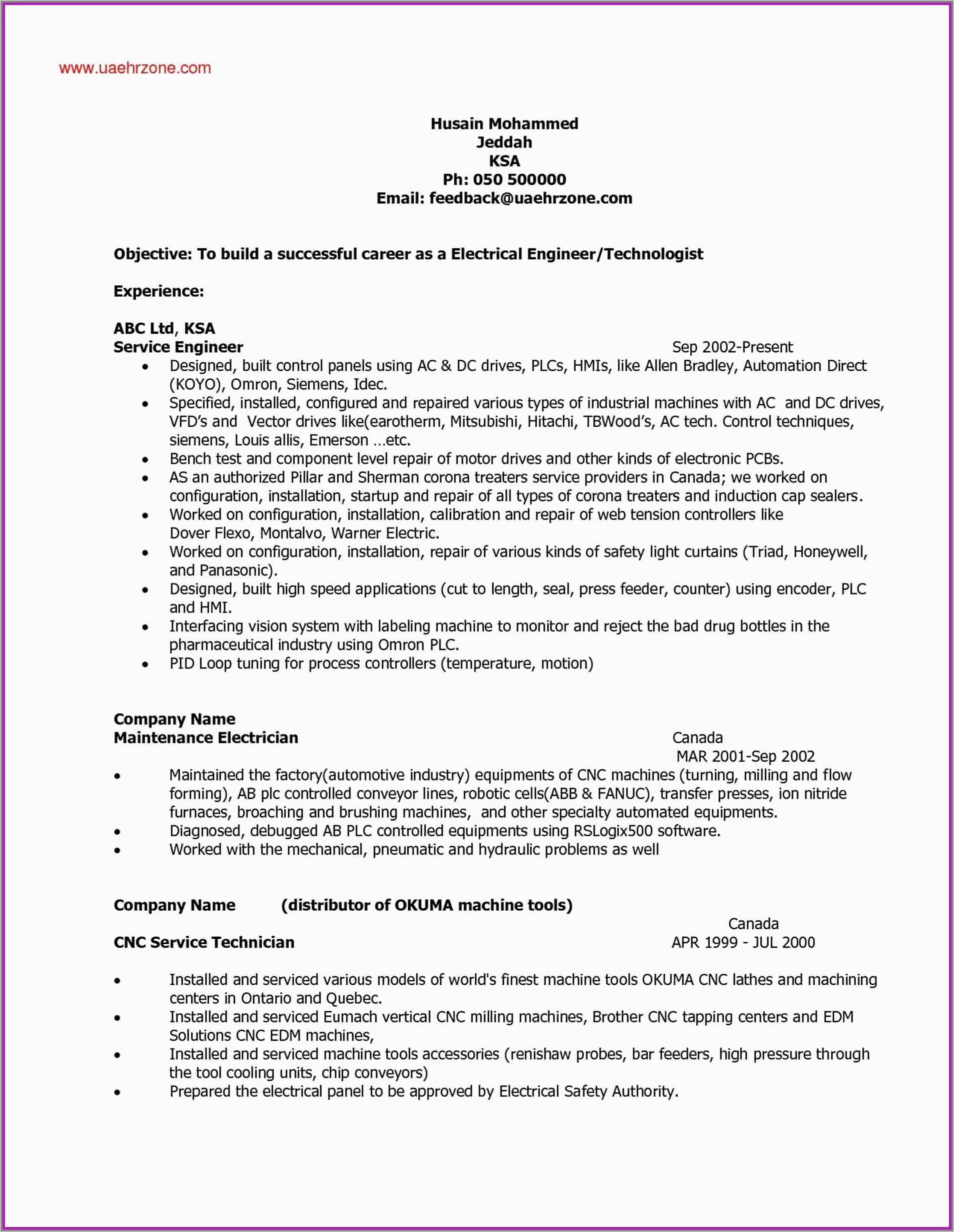 Electrical Resume Format Download