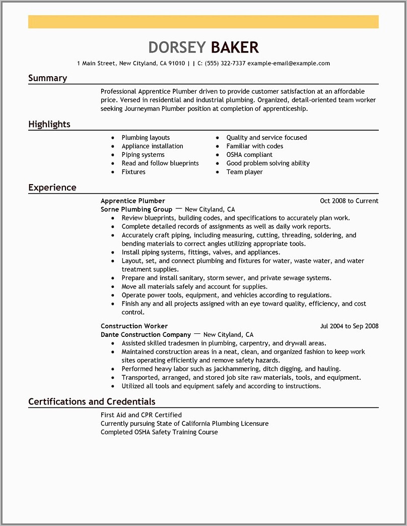 Electrician Resume Format Download