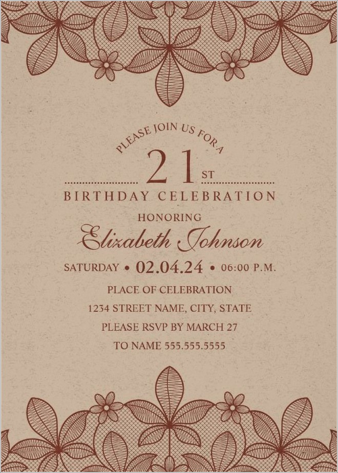 Elegant 21st Birthday Invitations