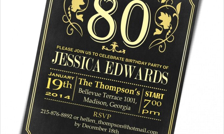 Elegant 80th Birthday Invitations