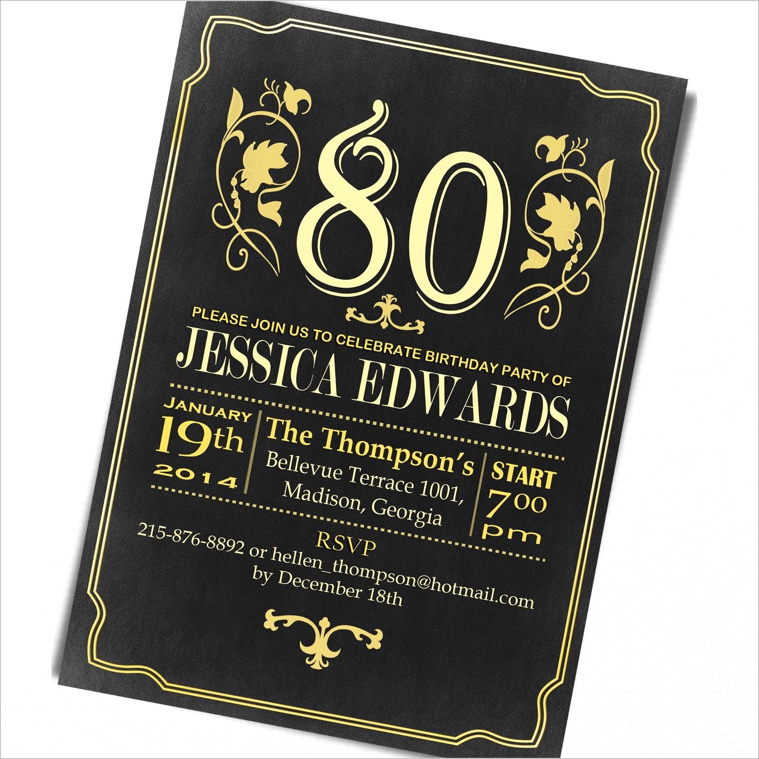 Elegant 80th Birthday Invitations