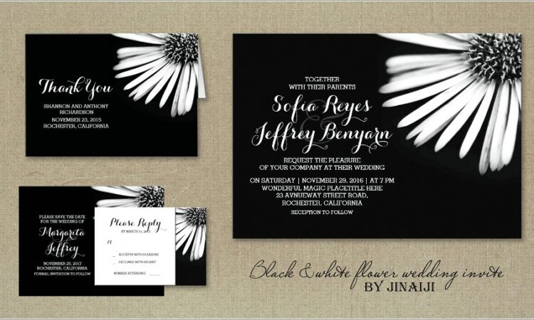 Elegant Black And White Wedding Invitations