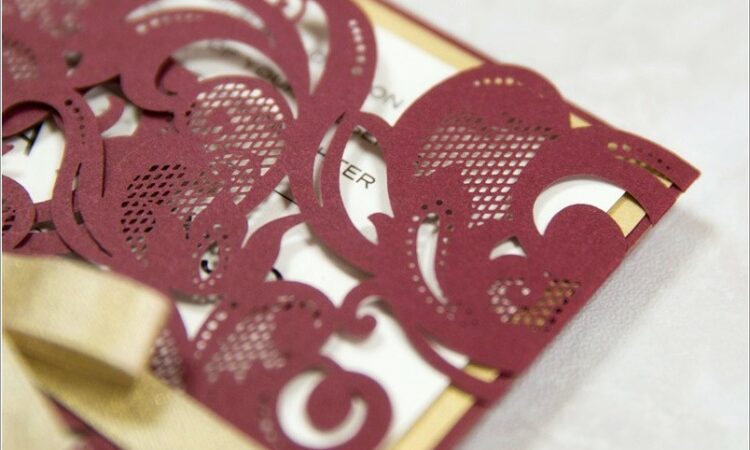 Elegant Burgundy And Gold Wedding Invitations