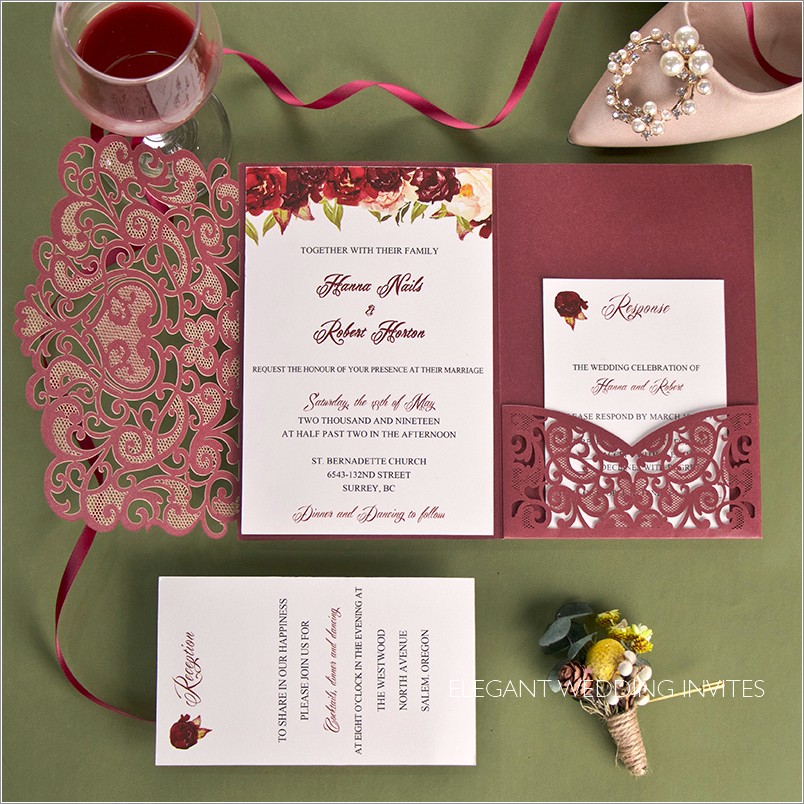 Elegant Burgundy Wedding Invitations