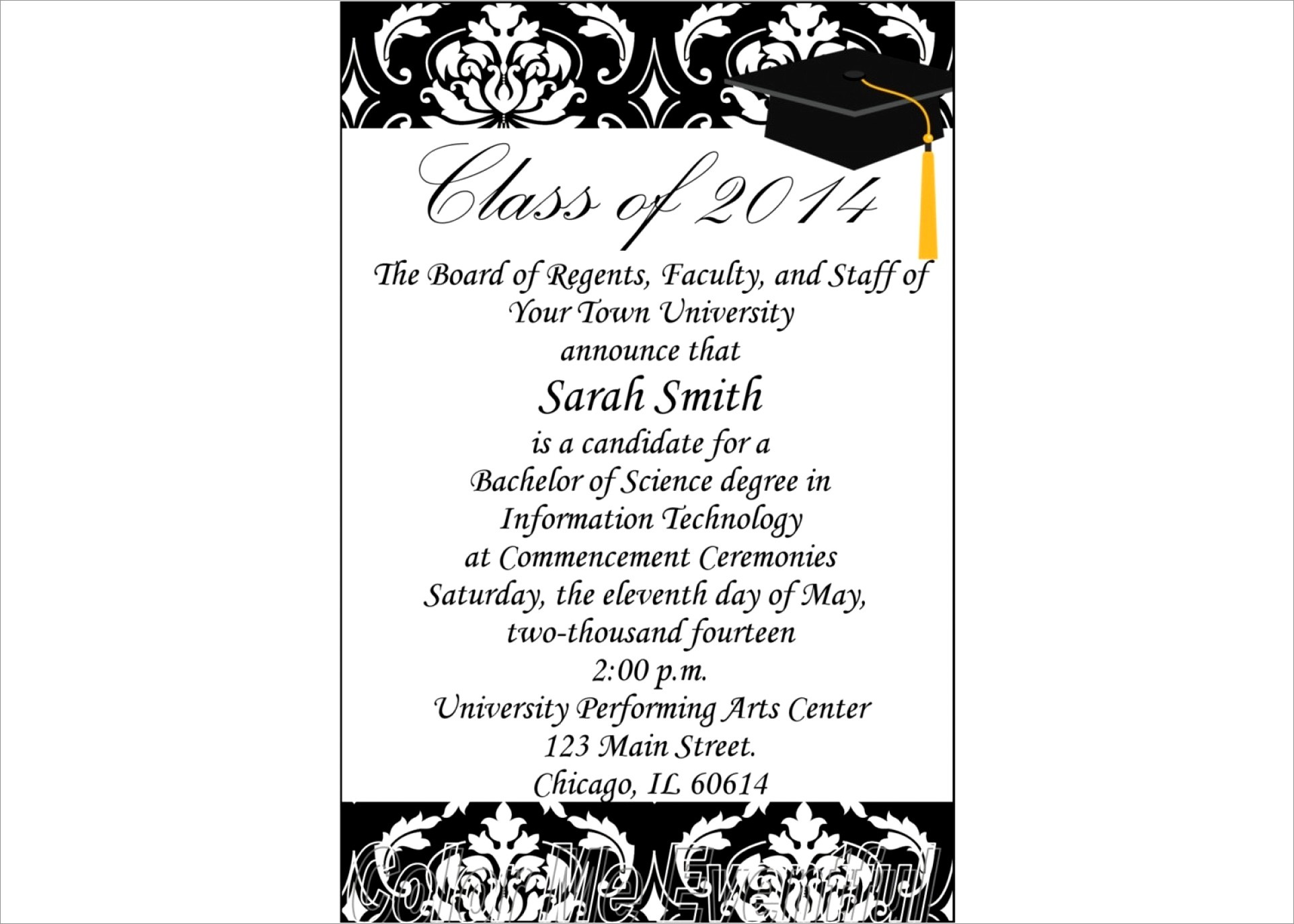 Elegant Graduation Invitations Templates