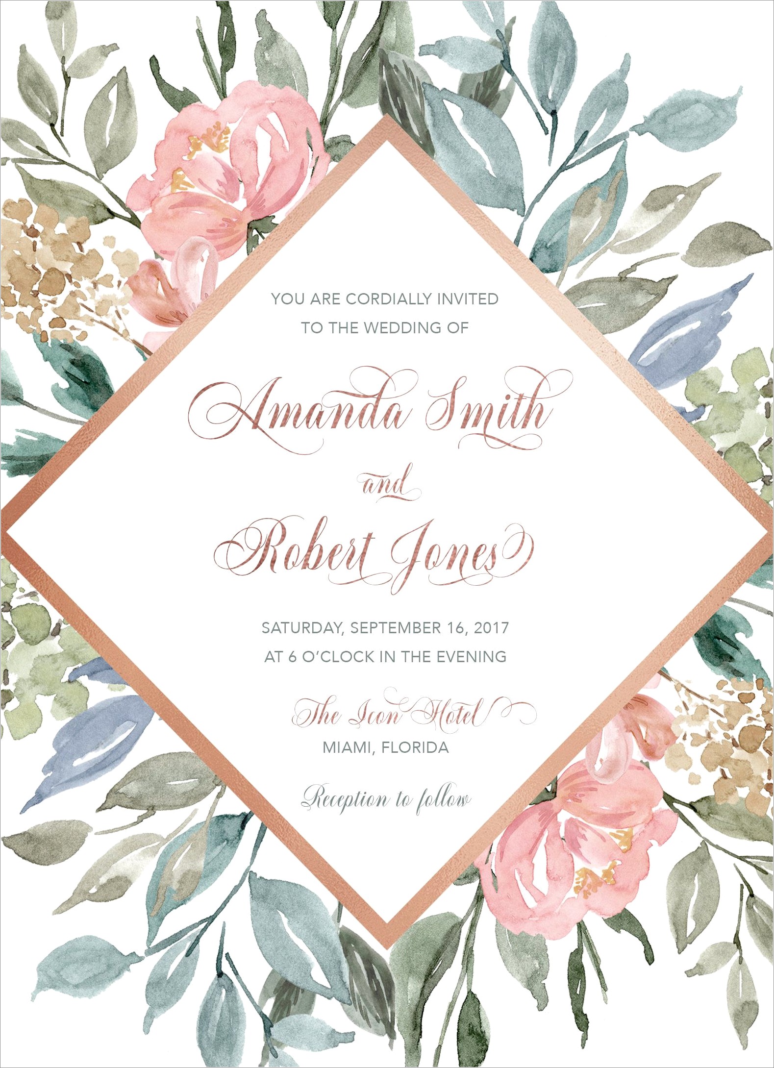 Elegant Rose Gold Wedding Invitations