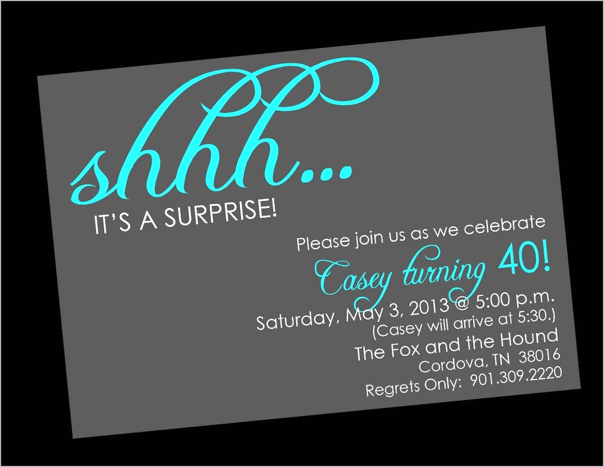 Elegant Surprise Birthday Invitations