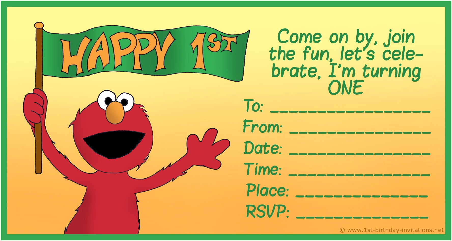 Elmo 1st Birthday Invitations