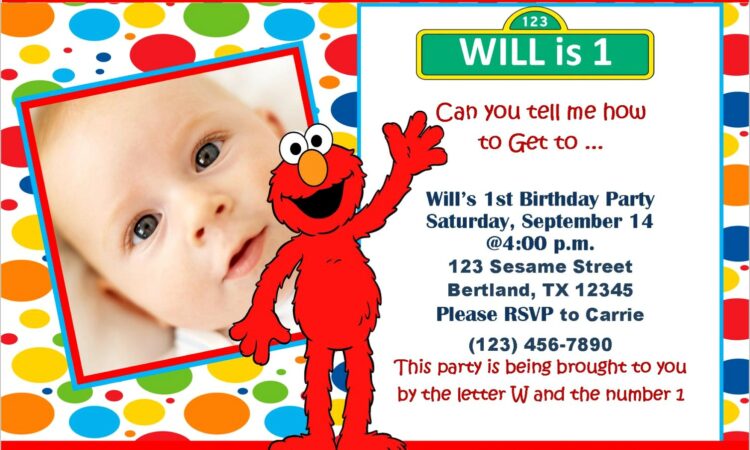 Elmo First Birthday Invitations