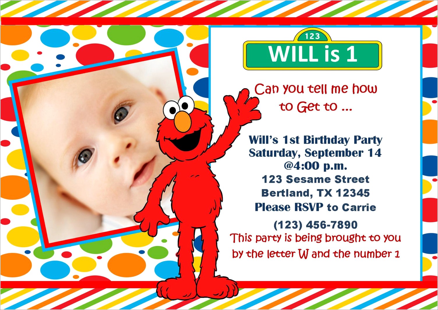 Elmo First Birthday Invitations