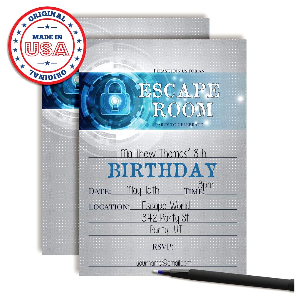 Escape Room Birthday Invitations