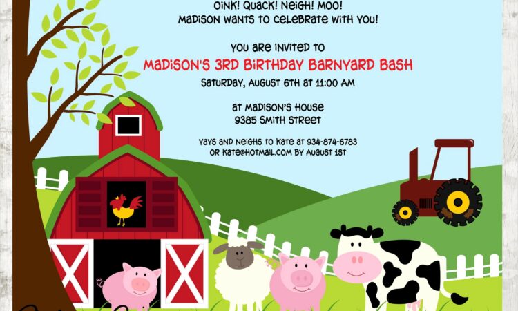 Etsy Farm Birthday Invitations