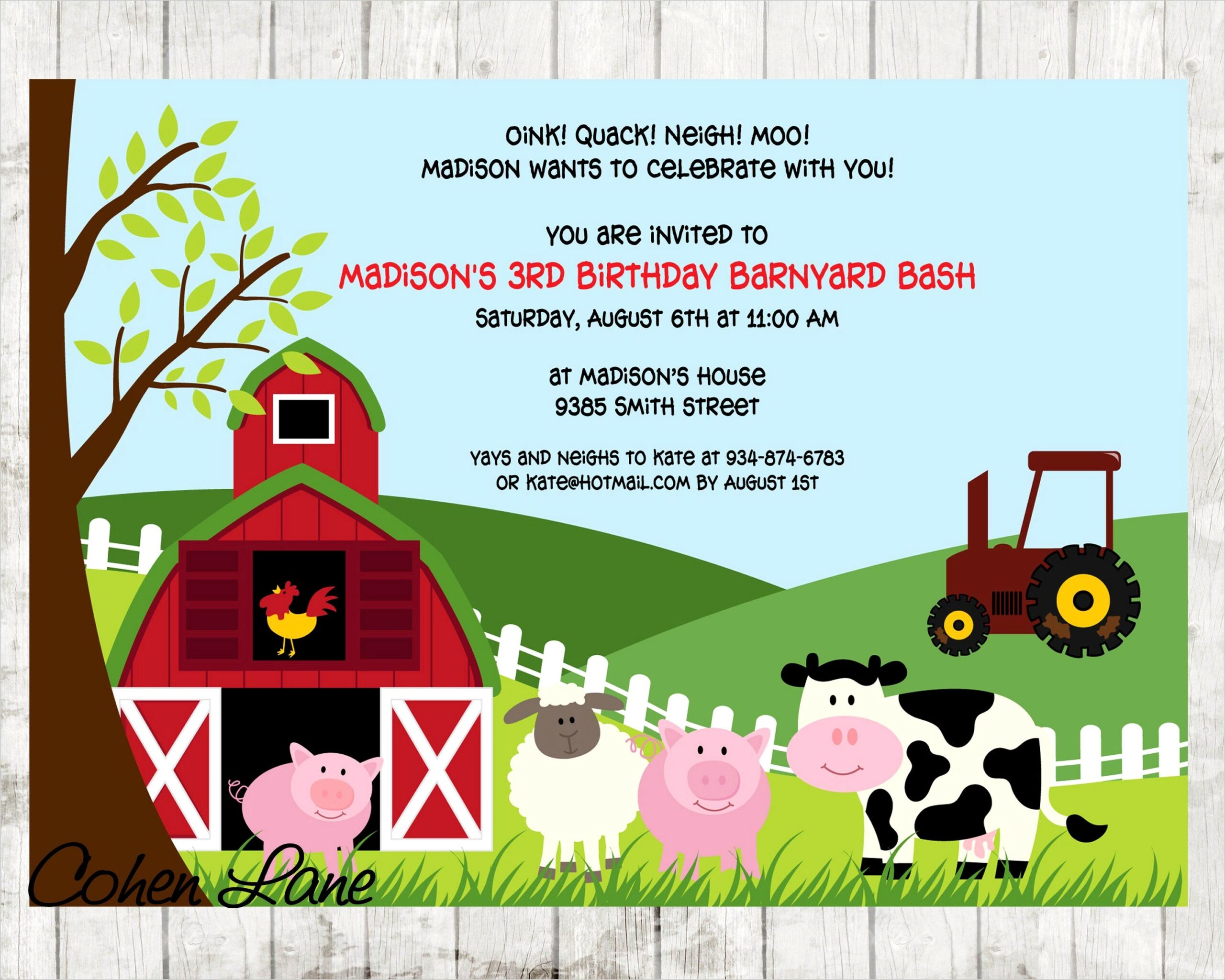 Etsy Farm Birthday Invitations