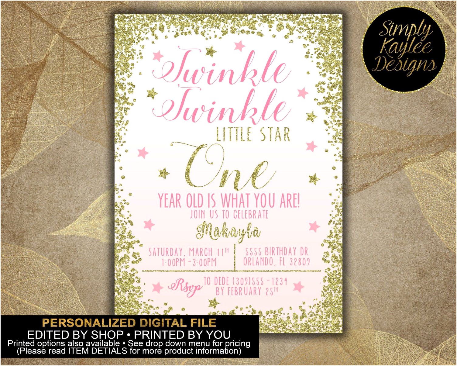Etsy Twinkle Twinkle Little Star Invitation
