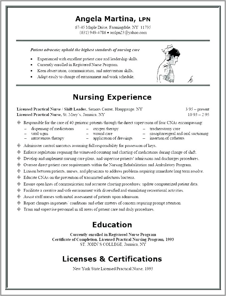 Example Of Good Resume For Nursing