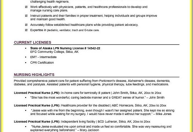 Example Of Lpn Nurse Resume