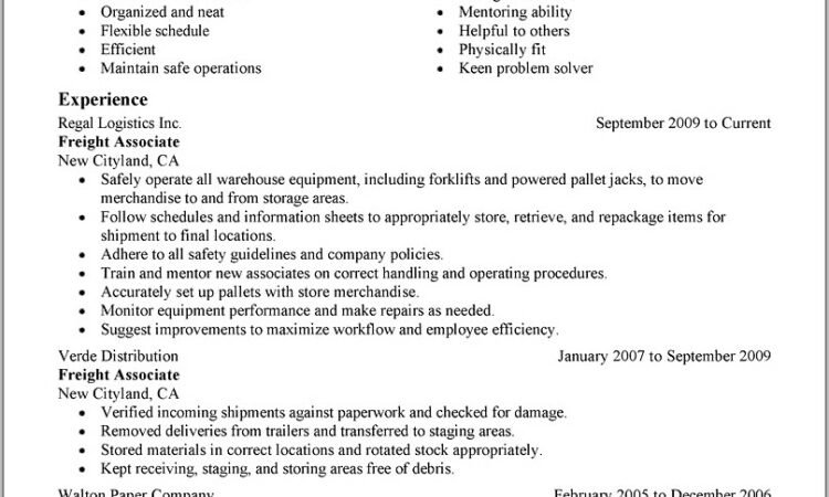 Example Of Warehouse Resume Objective