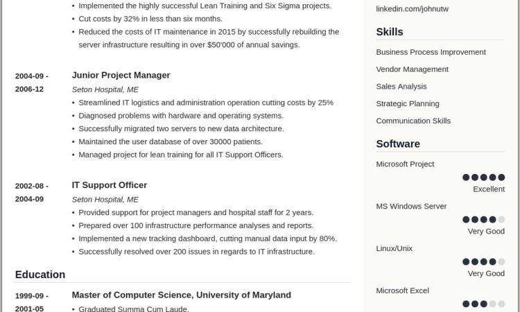 Examples Of Good Resume Templates