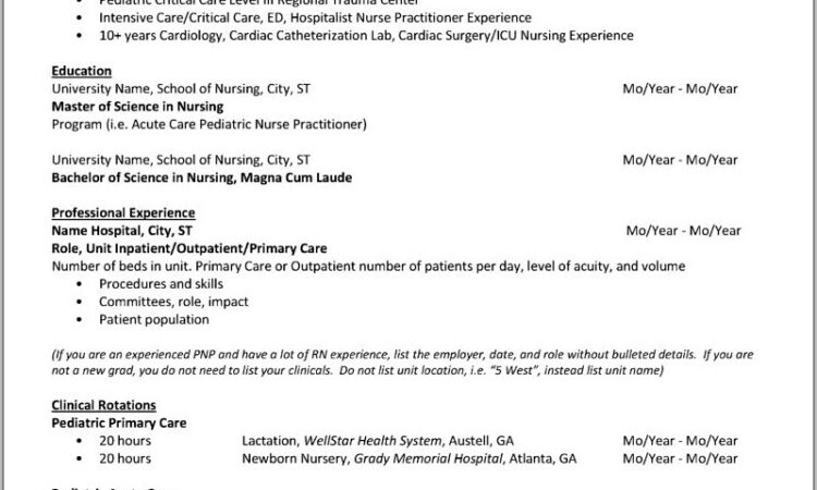 Examples Of New Graduate Nurse Practitioner Resumes