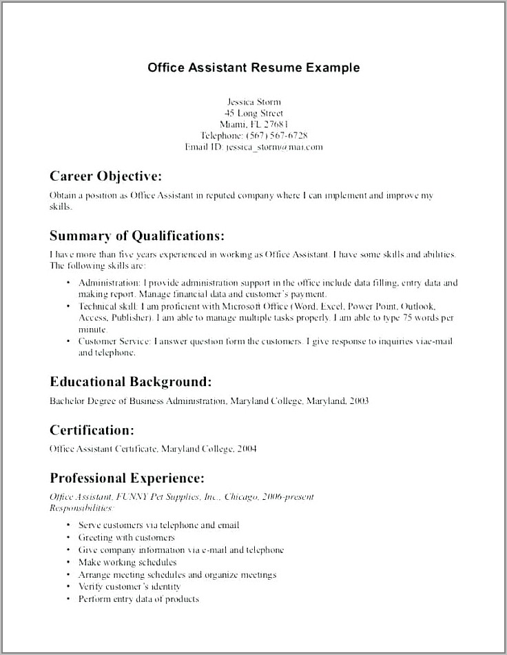 Examples Of Resume Objectives For Medical Assistants