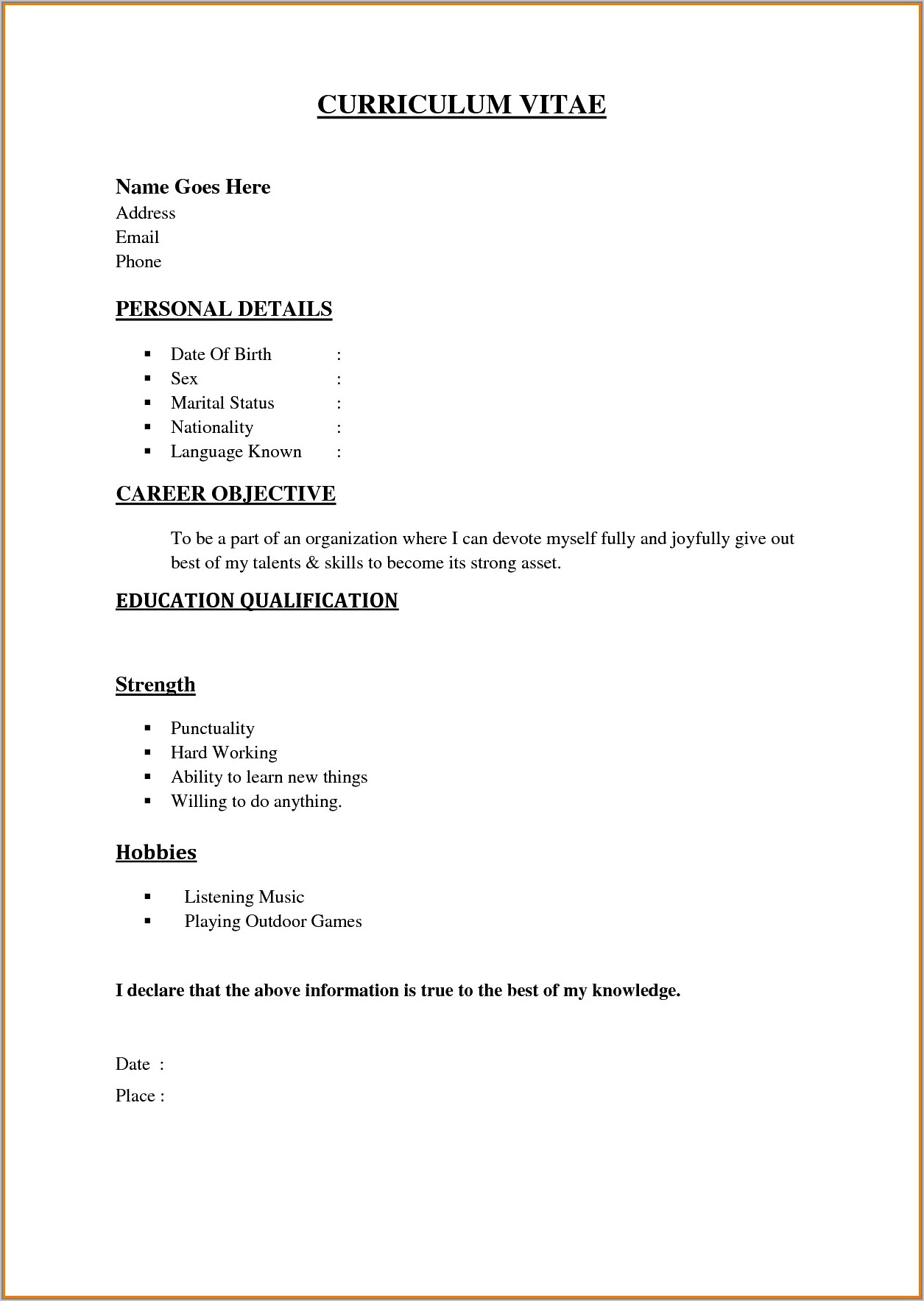 Examples Of Resume Templates